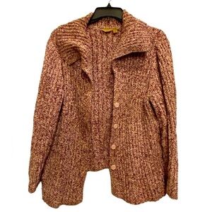 Plus size women’s button down purple and white sweater